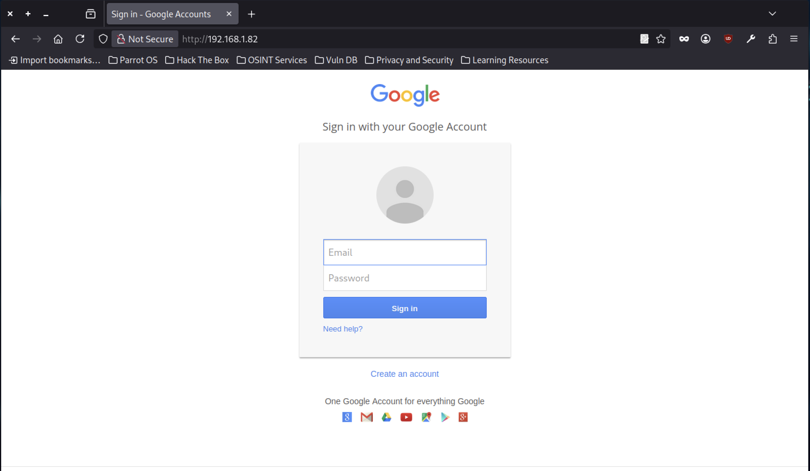 SET Toolkit Login Page 1