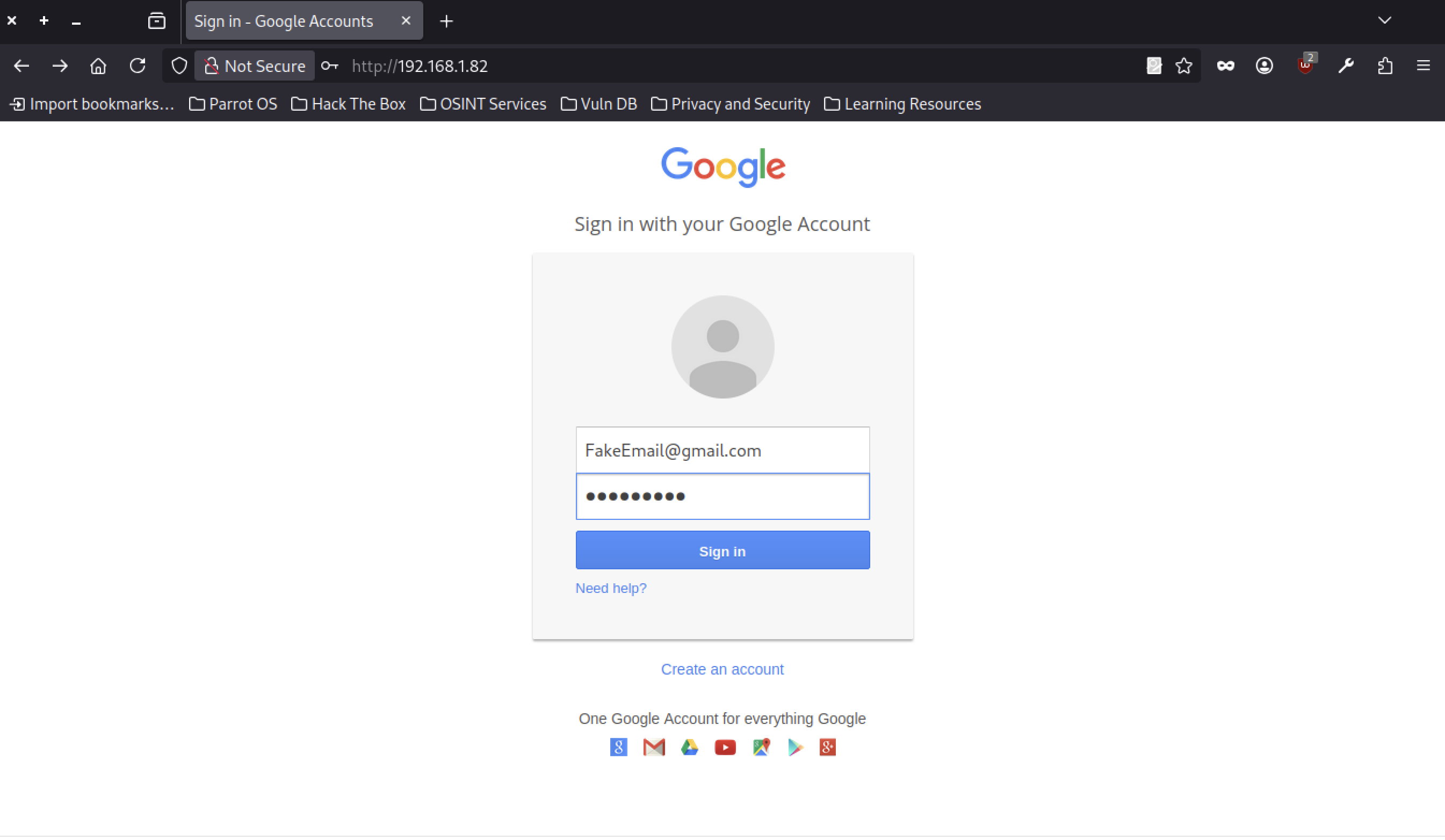 SET Toolkit Login Page 2